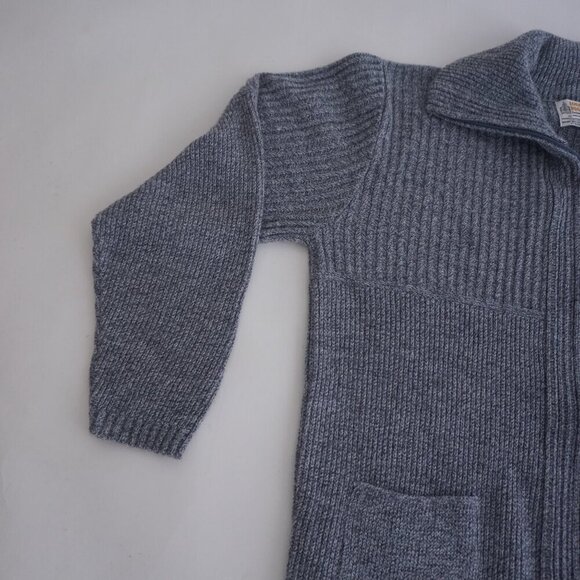 Vintage '90S London Fog Gray White Eclectic Grandpa Knit Zip Up Sweater L - Picture 7 of 8